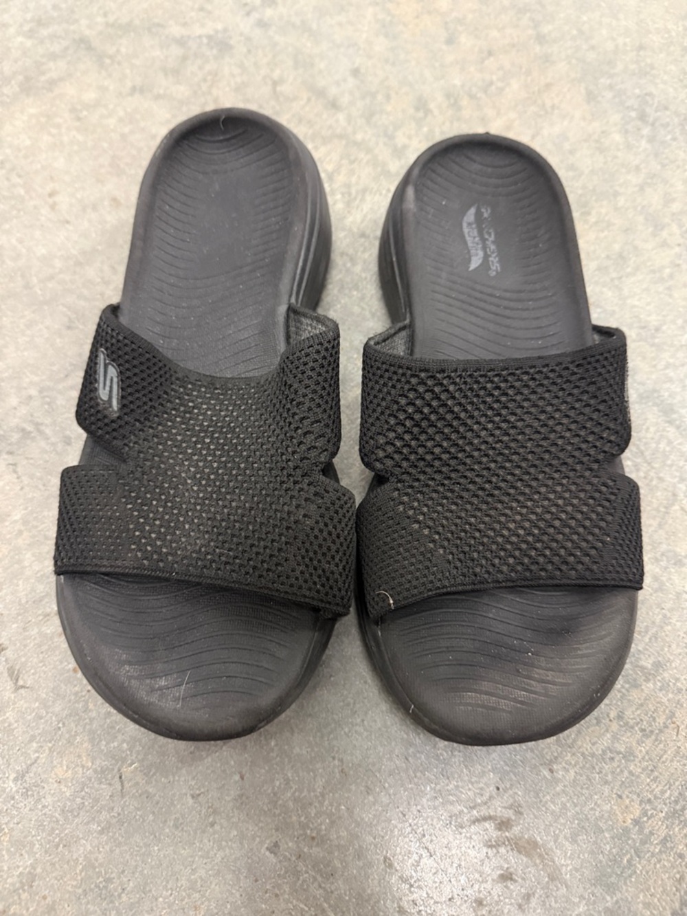 Skechers Black Mesh Dual-Strap Slide Sandals